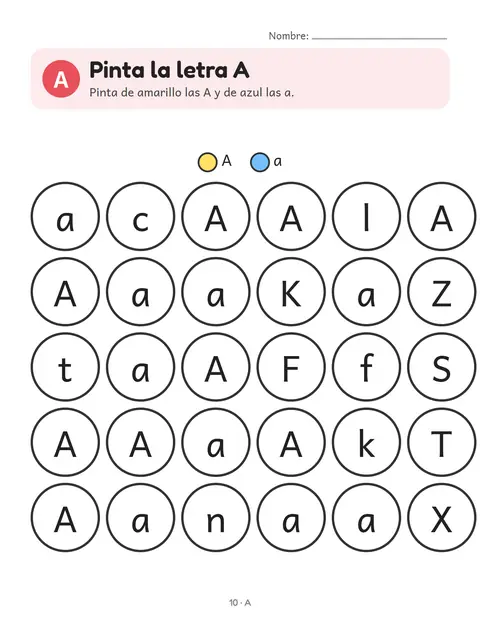 Hoja de la letra A: Encuentra la letra