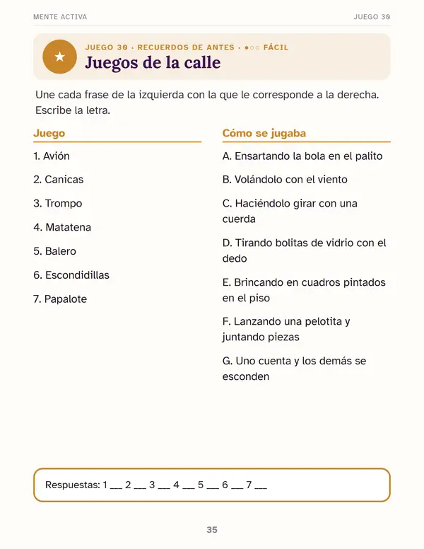 Página del juego Juegos de la calle