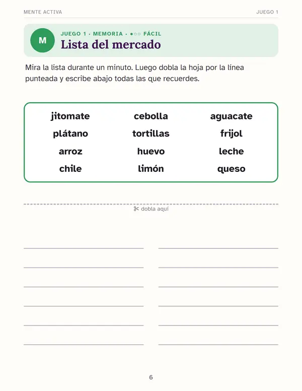 Página del juego Lista del mercado