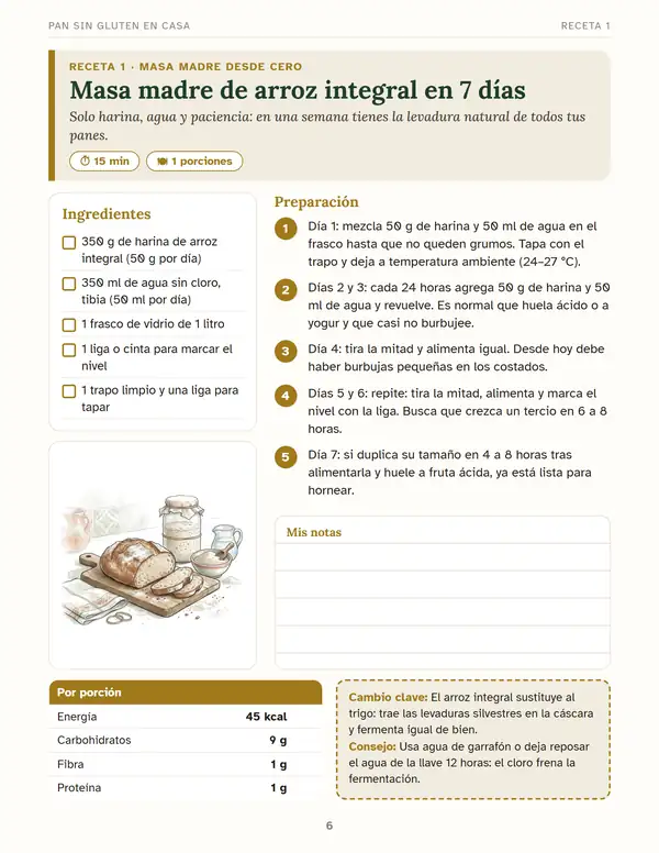 Página de la receta Masa madre de arroz integral en 7 días