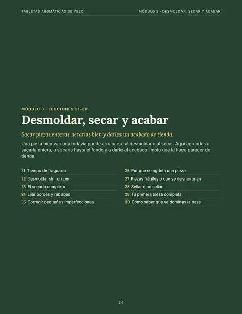 Módulo 3: desmoldar, secar y acabar
