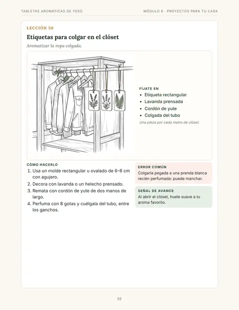 Lección 50: etiquetas para colgar en el clóset